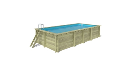 Piscine en bois Aqua 7x3,75 - H.1,45 m fixations à sceller