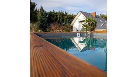 Piscine en bois Aqua 7x3,75 - H.1,45 m fixations à sceller