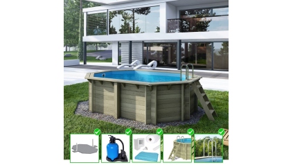 Piscine en bois Nemo 4,3x3 - H.1,18 m fixations à visser