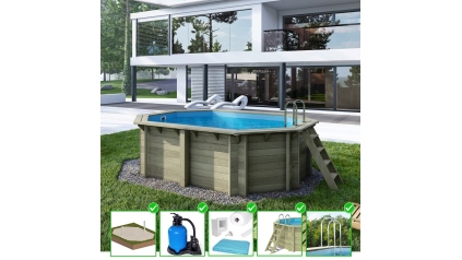 Piscine en bois Nemo 4,3x3 - H.1,18 m cadre en métal, sans dalle béton