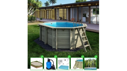 Piscine en bois Nemo 4,3x3 - H.1,31 m cadre en métal, sans dalle béton