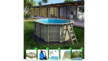 Piscine en bois Nemo 4,3x3 - H.1,31 m cadre en métal, sans dalle béton