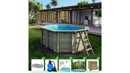Piscine en bois Nemo 4,3x3 - H.1,31 m fixations à visser