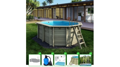 Piscine en bois Nemo 4,3x3 - H.1,31 m fixations à visser