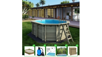 Piscine en bois Nemo 4,3x3 - H.1,31 m cadre en métal, sans dalle béton