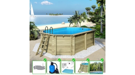 Piscine en bois Nemo 5,79x3,49 - H.1,45 m fixations à visser