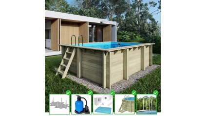 Piscine en bois Aqua 4,65x2,85 - H.1,24 m fixations à visser