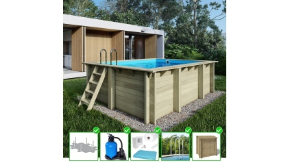 Piscine en bois Aqua 4,65x2,85 - H.1,24 m cadre en métal, sans dalle béton