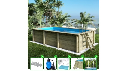 Piscine en bois Aqua 6,1x2,85 - H.1,31 m fixations à visser