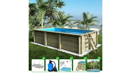 Piscine en bois Aqua 6,1x2,85 - H.1,31 m fixations à visser