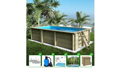 Piscine en bois Aqua 6,1x2,85 - H.1,31 m fixations à visser
