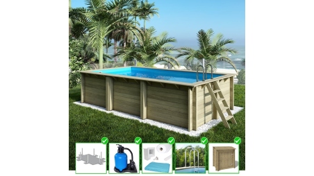 Piscine en bois Aqua 6,1x2,85 - H.1,31 m fixations à visser