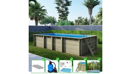 Piscine en bois Aqua 7x3,75 - H.1,45 m fixations à visser