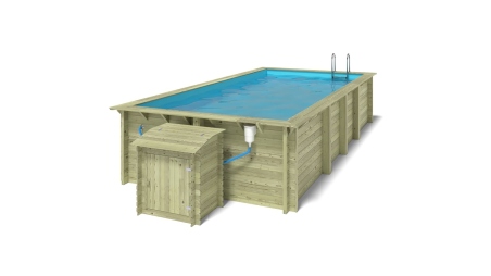 Piscine en bois Aqua 7x3,75 - H.1,45 m cadre en métal, sans dalle béton