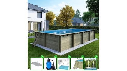Piscine en bois Aqua 8,5x4,35 - H.1,45 m fixations à visser