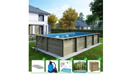 Piscine en bois Aqua 8,5x4,35 - H.1,45 m fixations à visser