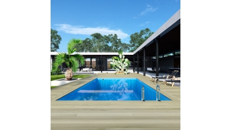 Piscine en bois Aqua 8,5x4,35 - H.1,45 m cadre en métal, sans dalle béton