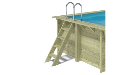 Piscine en bois Aqua 8,5x4,35 - H.1,45 m cadre en métal, sans dalle béton