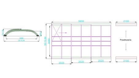 Abri de piscine Horizon - 5,95x3,08 m - polycarbonate alvéolaire 8 mm - pour piscine BAS7305