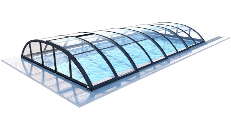 Abri de piscine Horizon - 7.43x3.5 m - polycarbonate massif 3 mm - pour piscine BAS7308