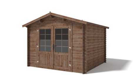 Abri de jardin en bois - 9m2 - 3x3m - Traité - Ep. 28mm - Couleur: marron