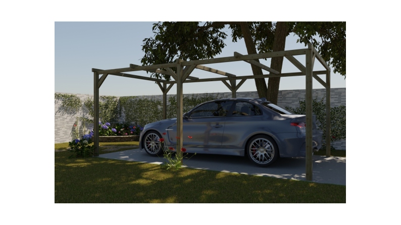 Carport, abri de voiture  3x5.1 m - 15.3 m2