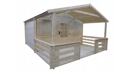 Avant-toit en bois 4x2m pour le chalet de jardin 4m, traité, marron