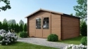 Abri de jardin en bois - 15.2m2 - 3.9x3.9m - Traité - Ep. 34mm - Couleur: marron