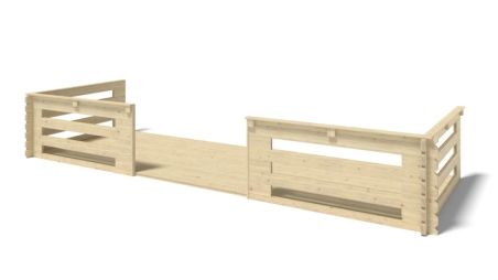Terrasse en bois avec balustrade pour abri en bois - 12m2 - 6m x 2m - couleur: naturel Terrasse en bois avec balustrade pour abri en bois - 12m2 - 6m x 2m - couleur: naturel