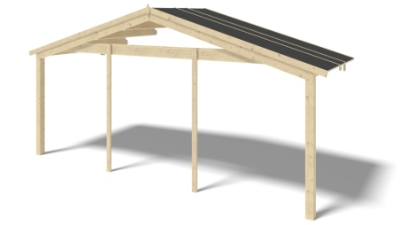 Avant-toit en bois 6x2m pour le chalet de jardin 6m, couleur naturel Avant-toit en bois 6x2m pour le chalet de jardin 6m, couleur naturel