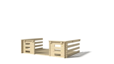 Abri de jardin en bois - 3x2.5 m + terrasse avec balustrade et avant-toit en bois - 16.5 m2 Abri de jardin en bois - 3x2.5 m + terrasse avec balustrade et avant-toit en bois - 16.5 m2