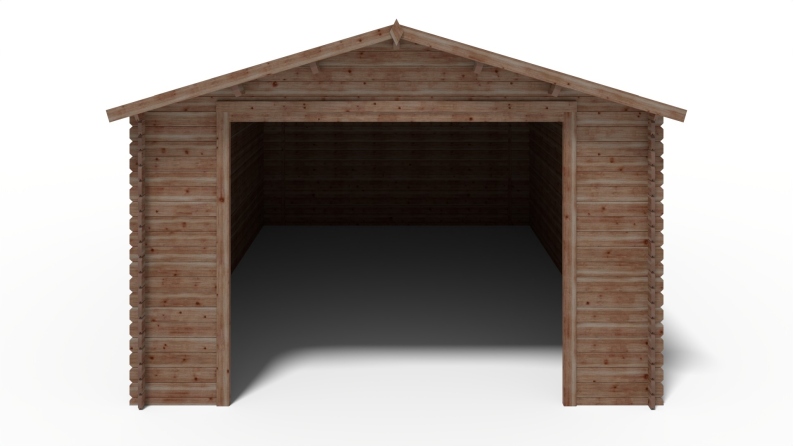 Garage en bois - 24m2 - 4x6m - imprégné - Ep. 28mm - couleur: marron