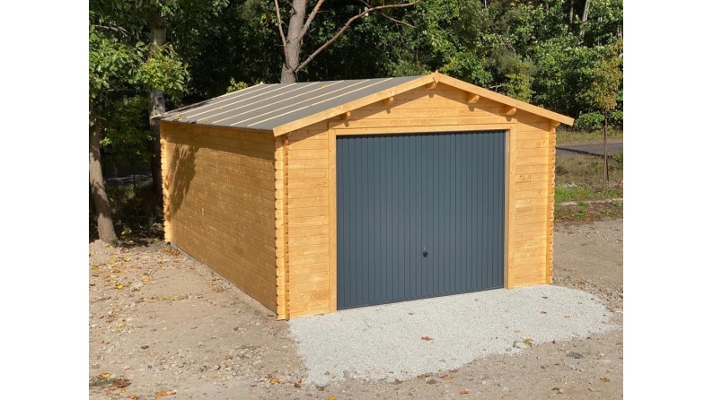 Garage en bois - 24m2 - 4x6m - imprégné - Ep. 28mm - couleur: marron