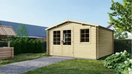 Abri de jardin en bois - 15.21m2 - 3.9x3.9m - Ep. 40mm - Couleur: naturel