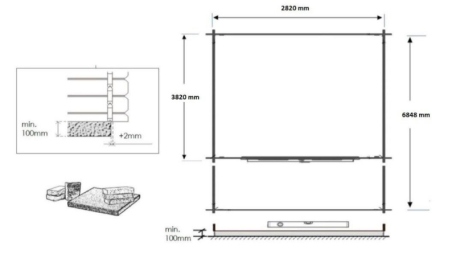 Abri de jardin en bois - 3x4 m + terrasse avec balustrade et avant-toit en bois - 21 m2