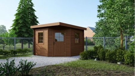 Abri de jardin en bois - 8m2 - 3x3m - Traité - Ep. 28mm - Couleur: marron