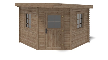 Abri de jardin en bois - 8m2 - 3x3m - Traité - Ep. 28mm - Couleur: marron