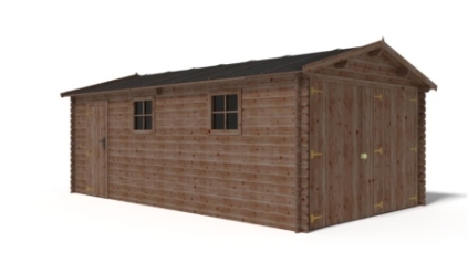 Garage en bois - 21m2 - 3.5x6m - imprégné - Ep. 28mm - couleur: marron
