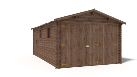 Garage en bois - 21m2 - 3.5x6m - imprégné - Ep. 28mm - couleur: marron