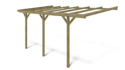 Carport, abri de voiture  3x5.24 m - 15 m2 - adossé 