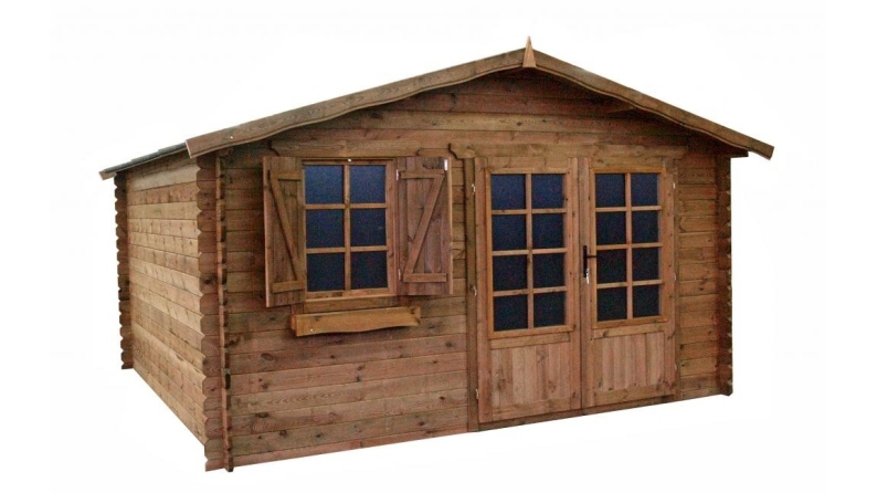 Abri de jardin en bois - 16m2 - 4x4m - Traité - Ep. 28mm - Couleur: marron