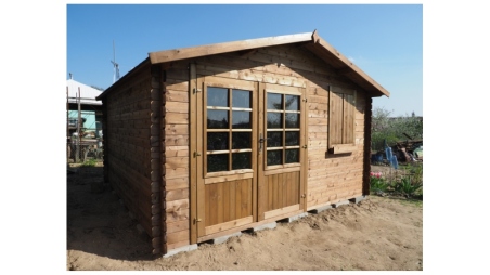 Abri de jardin en bois - 16m2 - 4x4m - Traité - Ep. 28mm - Couleur: marron