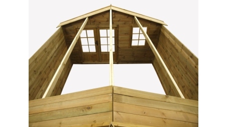 Abri de jardin en bois - 16m2 - 4x4m - Traité - Ep. 28mm - Couleur: marron