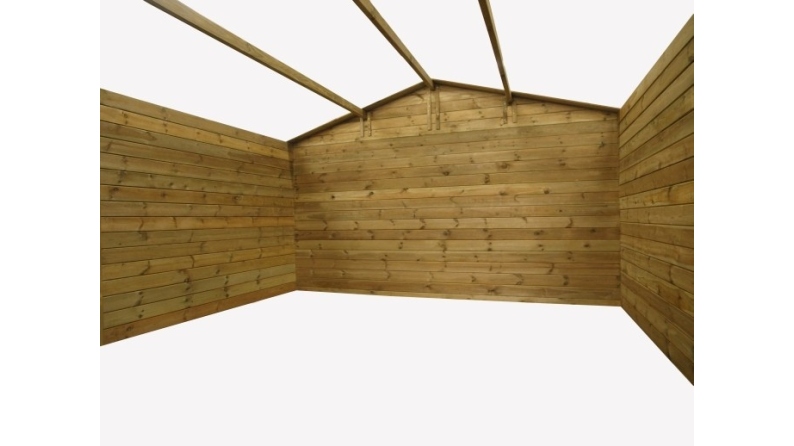 Abri de jardin en bois - 16m2 - 4x4m - Traité - Ep. 28mm - Couleur: marron