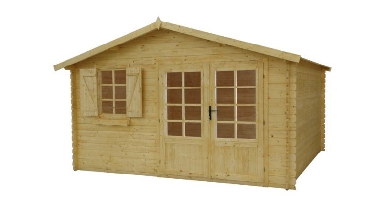 Abri de jardin en bois - 16m2 - 4x4m - Ep. 28mm - Couleur: naturel
