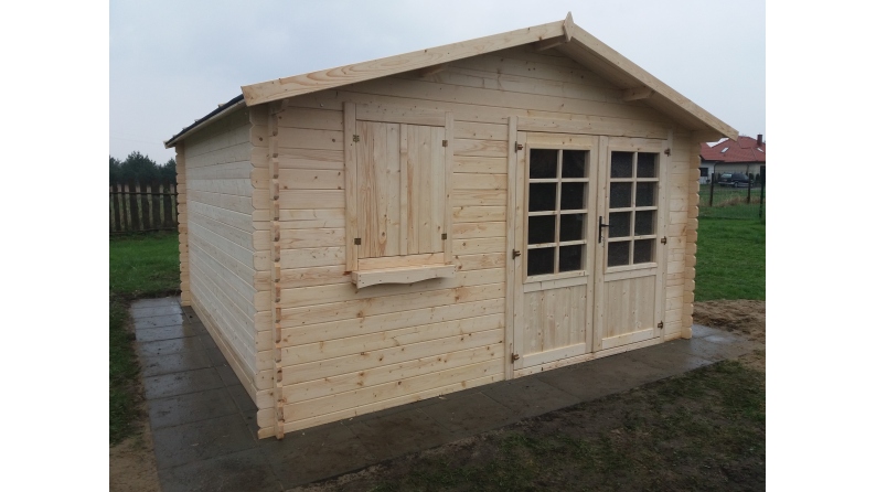 Abri de jardin en bois - 16m2 - 4x4m - Ep. 28mm - Couleur: naturel