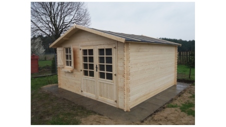 Abri de jardin en bois - 16m2 - 4x4m - Ep. 28mm - Couleur: naturel