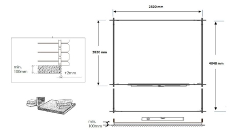 Abri de jardin en bois - 3x3 m + terrasse avec balustrade et avant-toit en bois - 15 m2 - Traité