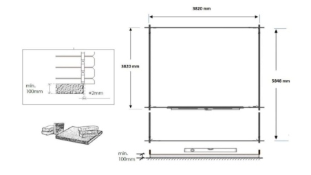 Abri de jardin en bois - 4x4 m + terrasse avec balustrade et avant-toit en bois - 24 m2 - Traité