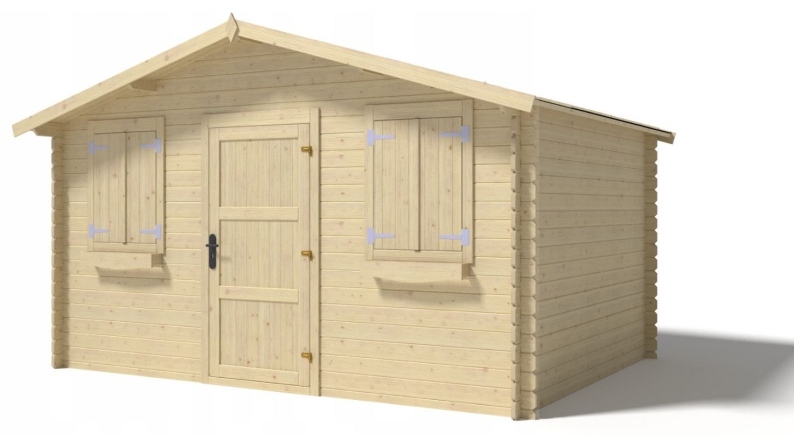 Abri de jardin en bois - 12m2 - 4x3m - Ep. 28mm - Couleur: naturel